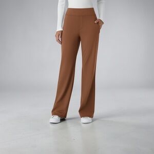 HALARA Wide-Leg Mid-Waist Pants in Warm Brown NWT